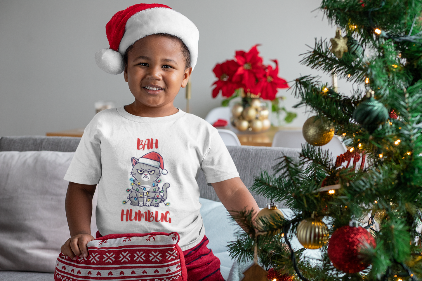 Toddler Tee — "Bah Humbug" Grumpy Cat Christmas Shirt