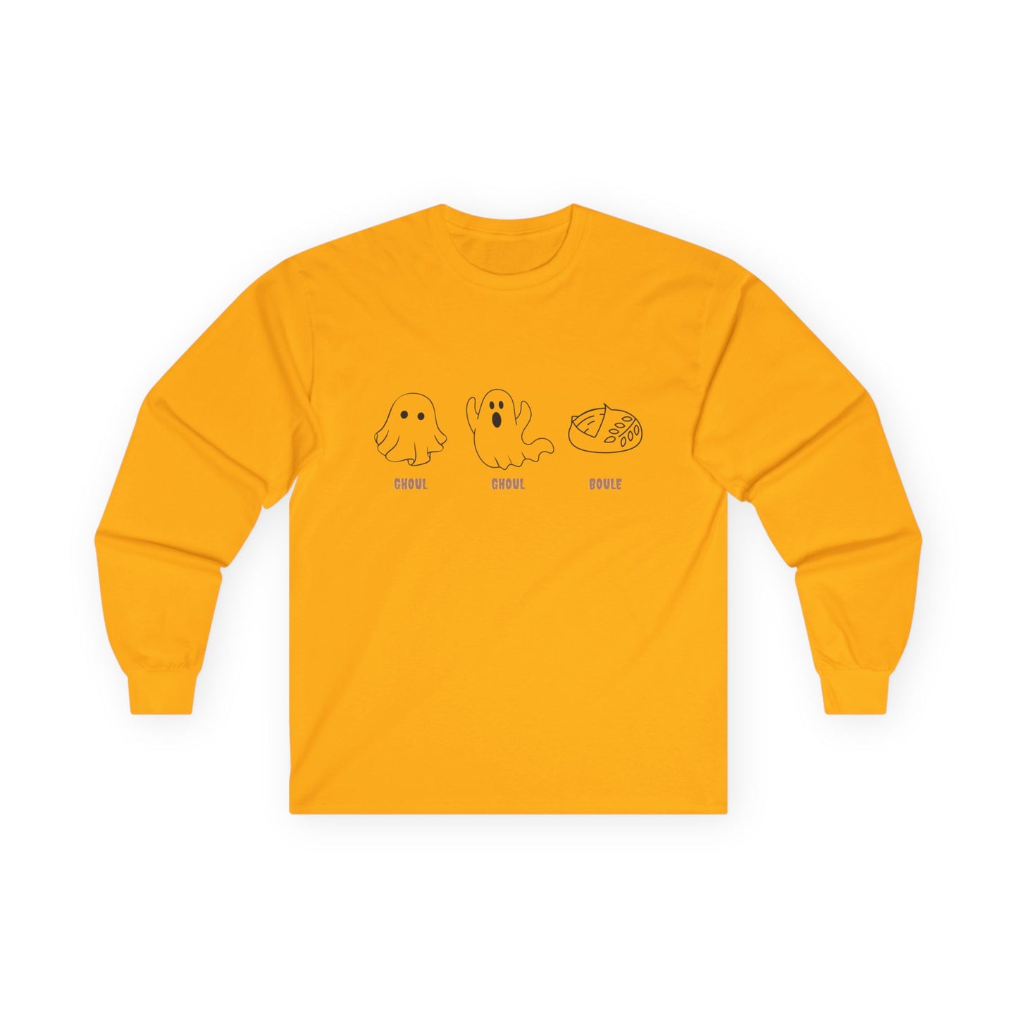 Ghost Themed Unisex Long Sleeve Tee | Cute Graphic Tee, Halloween Shirt, Casual Wear, Gift for Friends, Spooky Season Apparel