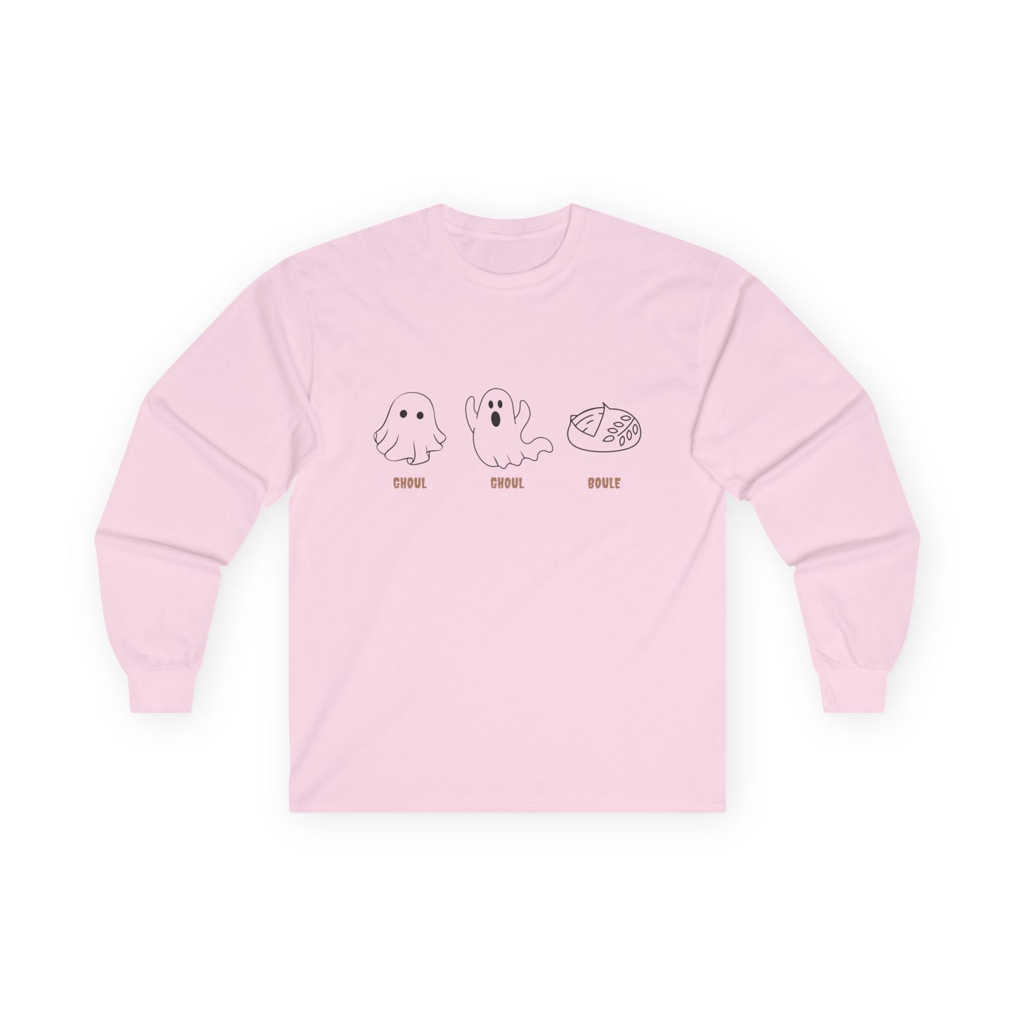 Ghost Themed Unisex Long Sleeve Tee | Cute Graphic Tee, Halloween Shirt, Casual Wear, Gift for Friends, Spooky Season Apparel