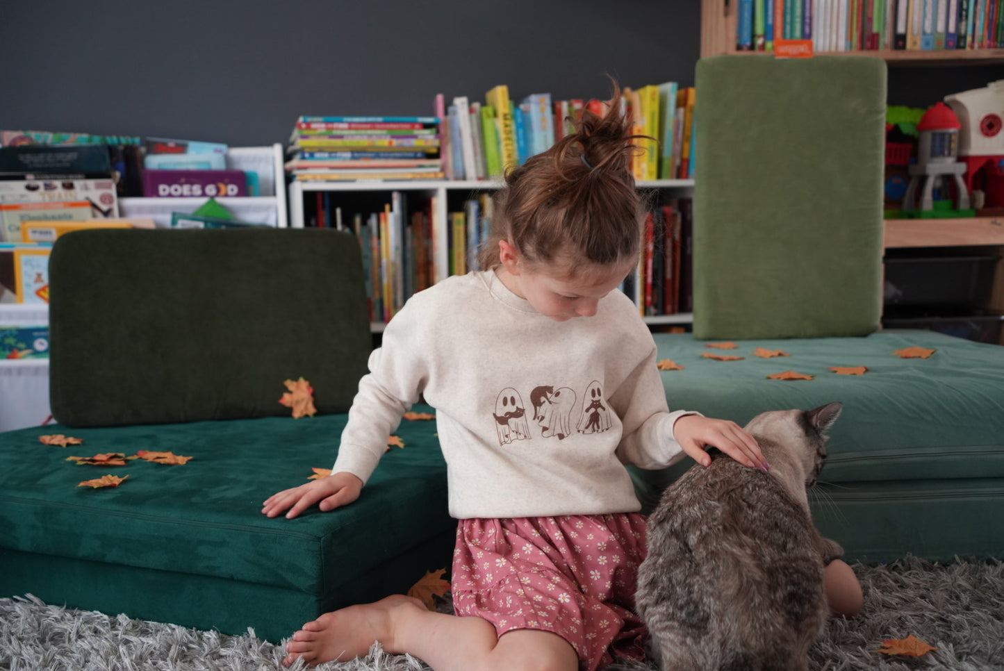 Kids Crewneck Sweatshirt | Too cute to spook 👻🐾