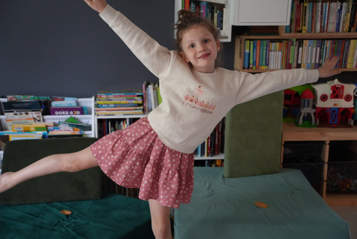Kids Crewneck Sweatshirt | Because twirls and pumpkins are always in season.