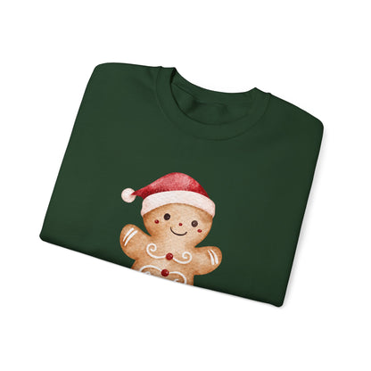 Crewneck Sweatshirt — Cute Gingerbread Cookie Santa Hat “Yippee Ki-Yay” Holiday Pullover