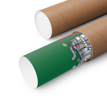 Grumpy Cat Wrapped in Lights Christmas Poster