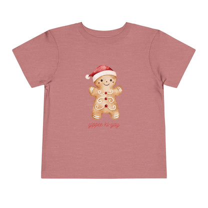 Toddler Tee — Cute Gingerbread Santa Shirt (“yippee ki-yay”) Holiday Kids Top