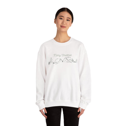 Christmas Village Crewneck Sweatshirt — "Merry Christmas" Minimal Holiday Sweatshirt