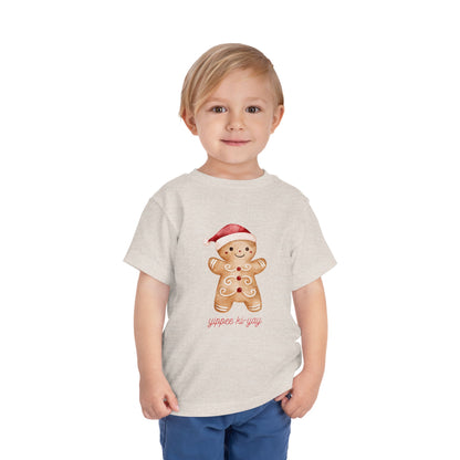 Toddler Tee — Cute Gingerbread Santa Shirt (“yippee ki-yay”) Holiday Kids Top