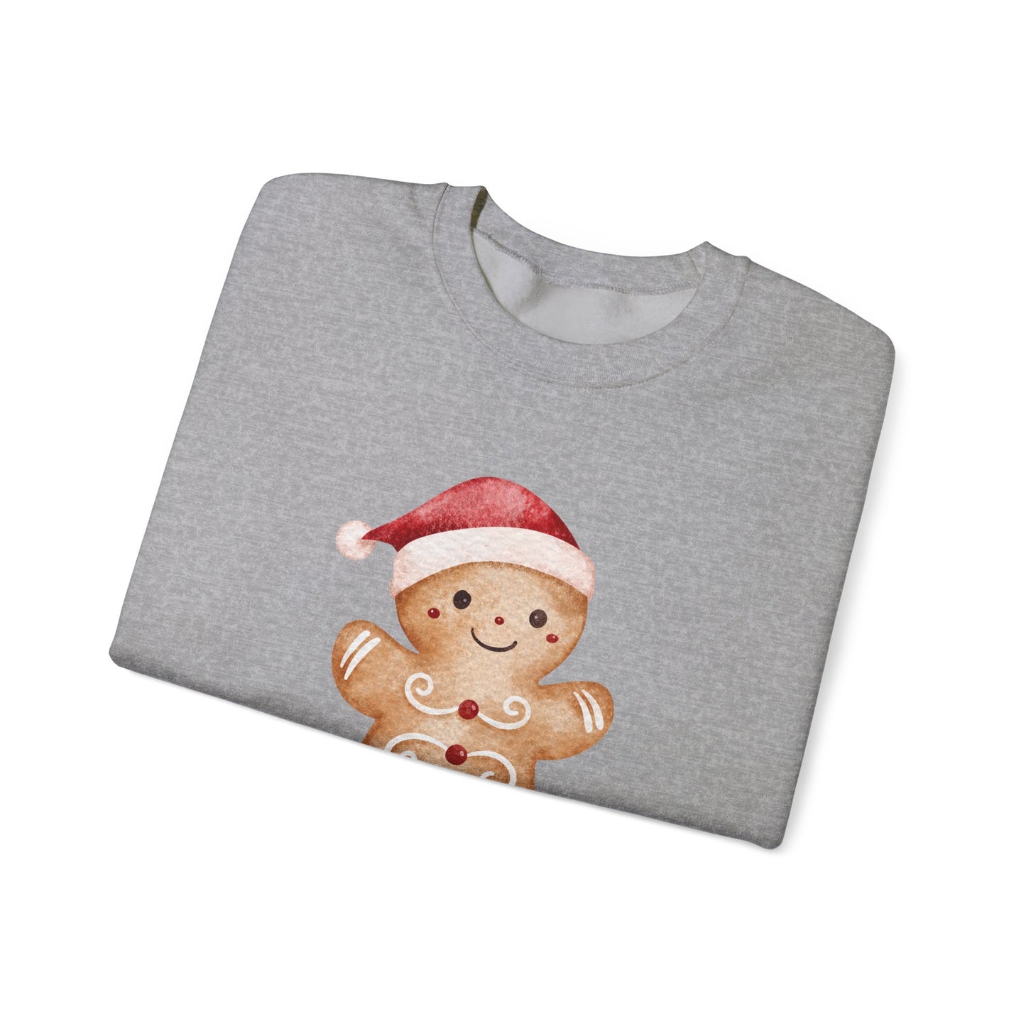 Crewneck Sweatshirt — Cute Gingerbread Cookie Santa Hat “Yippee Ki-Yay” Holiday Pullover