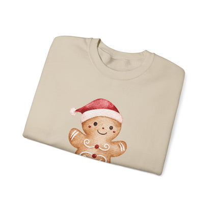 Crewneck Sweatshirt — Cute Gingerbread Cookie Santa Hat “Yippee Ki-Yay” Holiday Pullover
