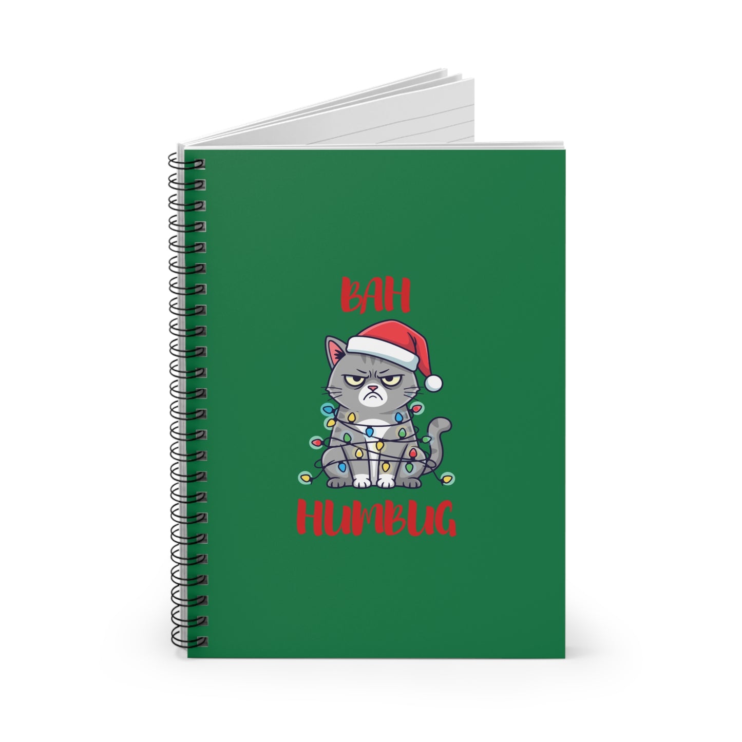 Grumpy Cat Christmas Notebook — "Bah Humbug" Spiral Journal