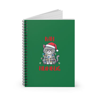 Grumpy Cat Christmas Notebook — "Bah Humbug" Spiral Journal