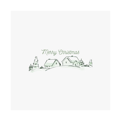 Merry Christmas Village Poster — Minimal Holiday Matte Vertical Print