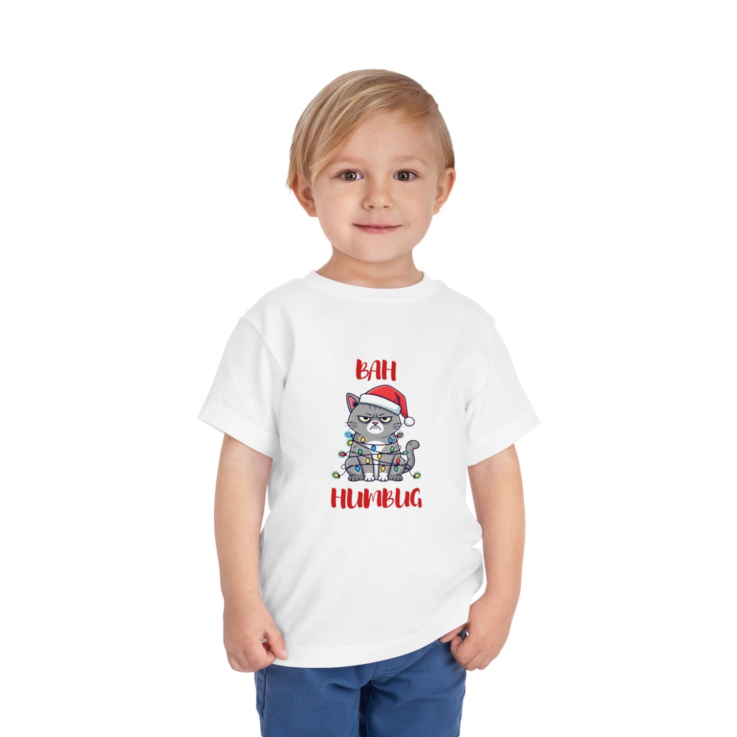 Toddler Tee — "Bah Humbug" Grumpy Cat Christmas Shirt