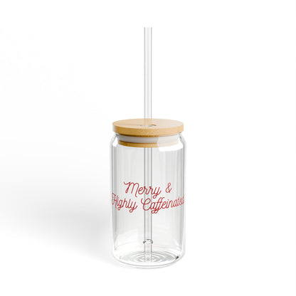Merry & Highly Caffeinated 16oz Sipper Glass