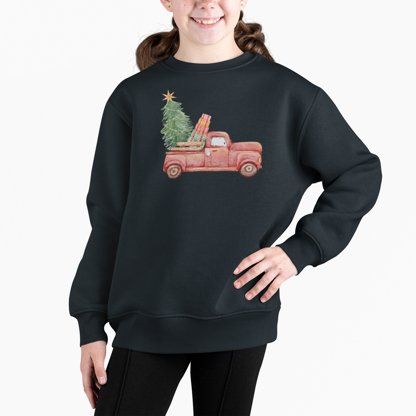 Kids Toddler Sweatshirt — Nostalgic Truck with Christmas Tree