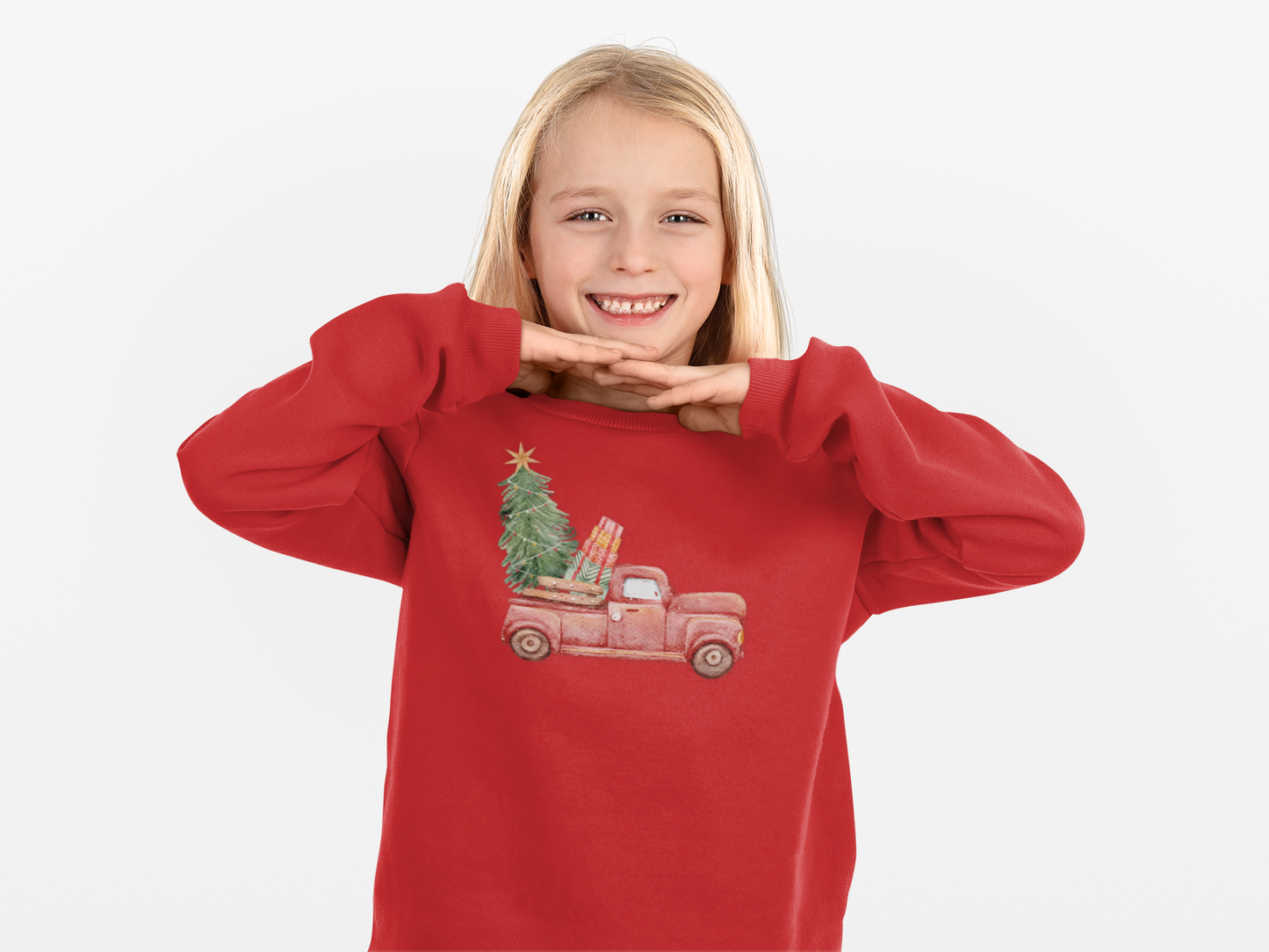 Kids Toddler Sweatshirt — Nostalgic Truck with Christmas Tree