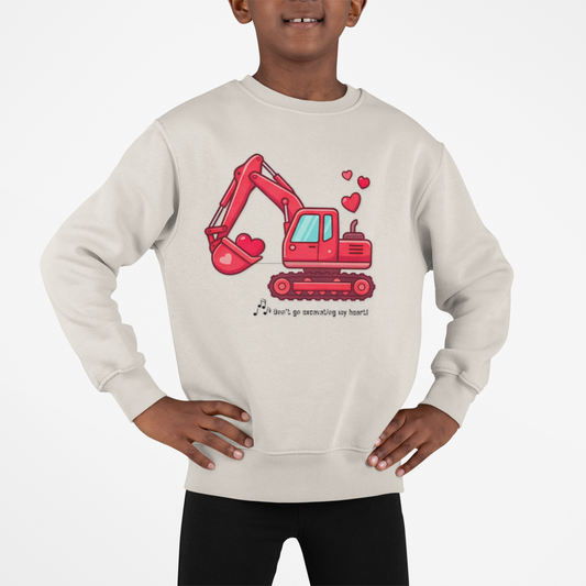Valentine Sweatshirt - Red Excavator Love Graphic (I Dig You)