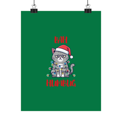 Grumpy Cat Wrapped in Lights Christmas Poster