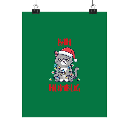 Grumpy Cat Wrapped in Lights Christmas Poster