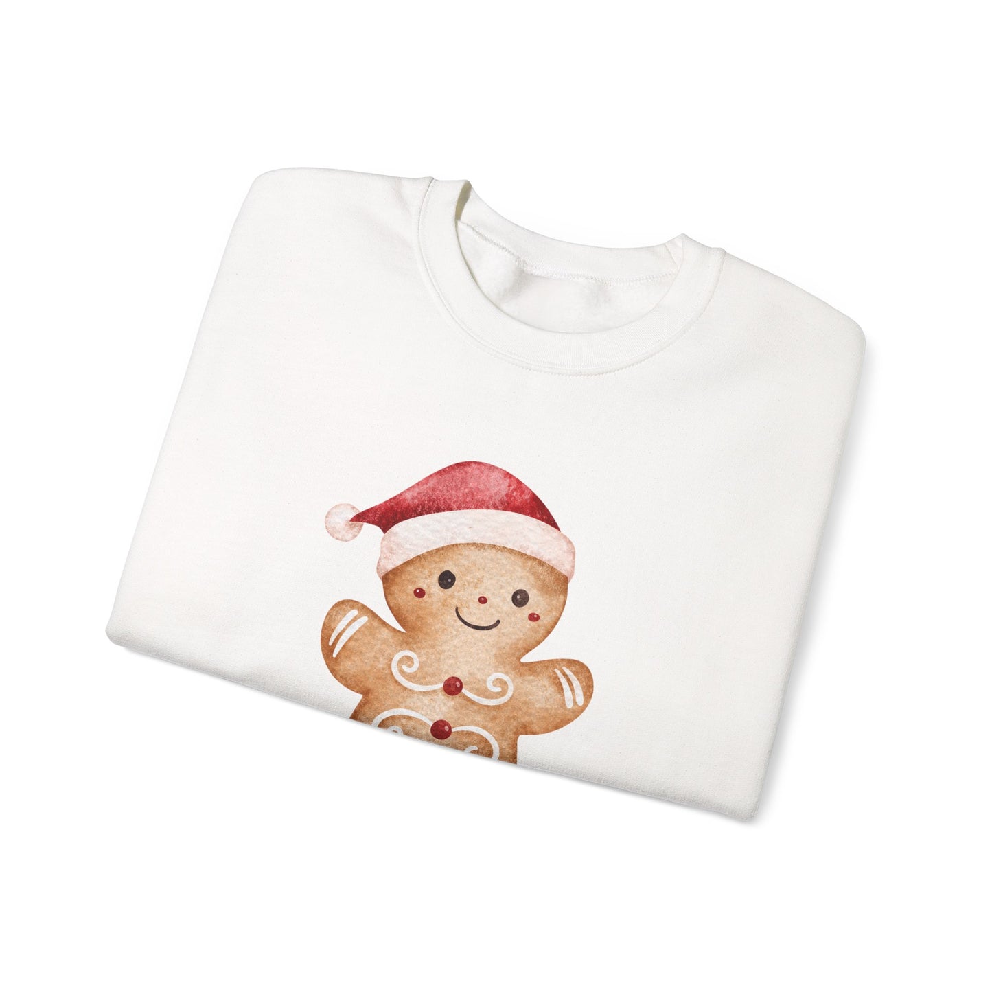 Crewneck Sweatshirt — Cute Gingerbread Cookie Santa Hat “Yippee Ki-Yay” Holiday Pullover
