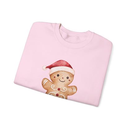 Crewneck Sweatshirt — Cute Gingerbread Cookie Santa Hat “Yippee Ki-Yay” Holiday Pullover