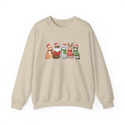 Christmas Cats Crewneck Sweatshirt – Festive Cats in Santa Hats Holiday Sweater
