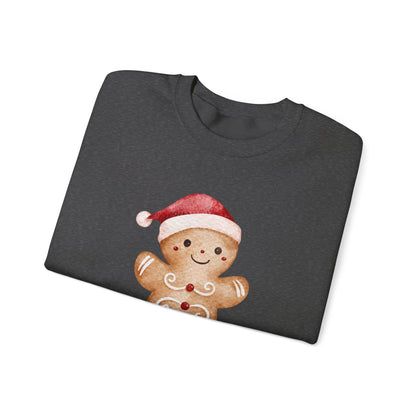 Crewneck Sweatshirt — Cute Gingerbread Cookie Santa Hat “Yippee Ki-Yay” Holiday Pullover