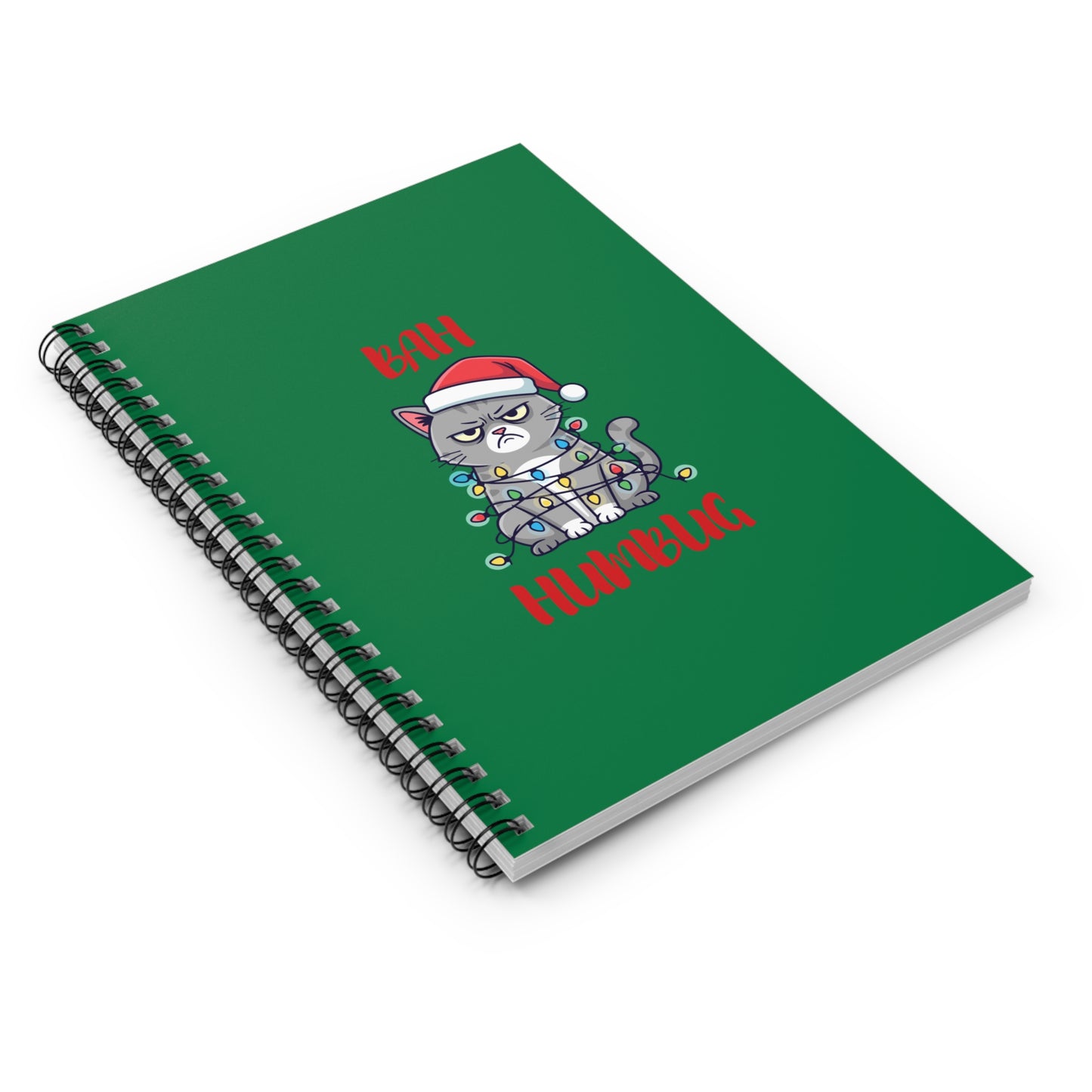 Grumpy Cat Christmas Notebook — "Bah Humbug" Spiral Journal