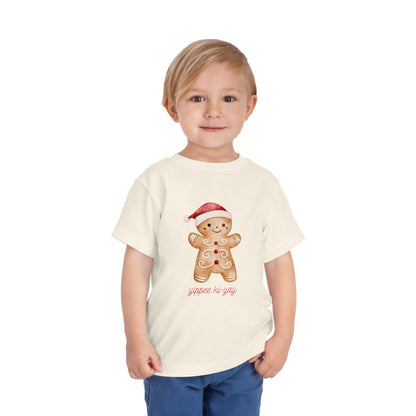 Toddler Tee — Cute Gingerbread Santa Shirt (“yippee ki-yay”) Holiday Kids Top