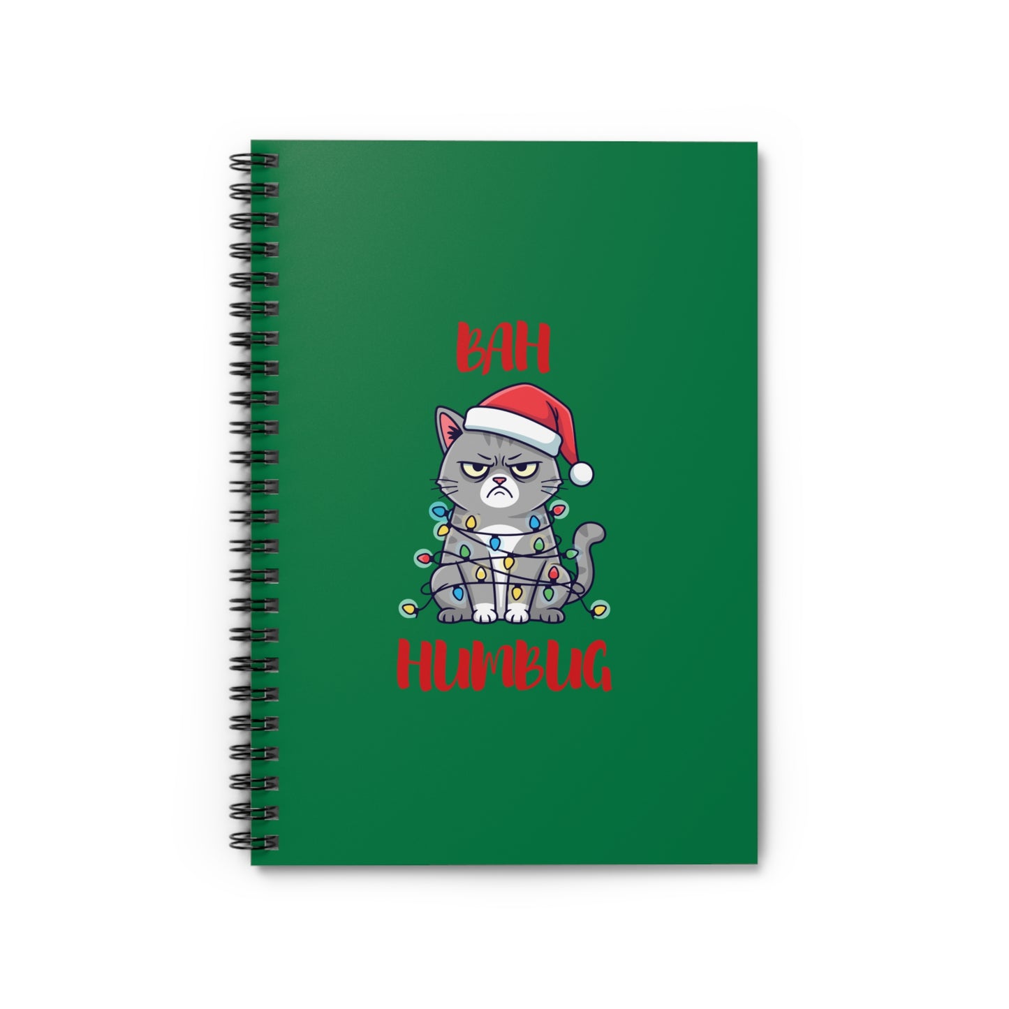 Grumpy Cat Christmas Notebook — "Bah Humbug" Spiral Journal