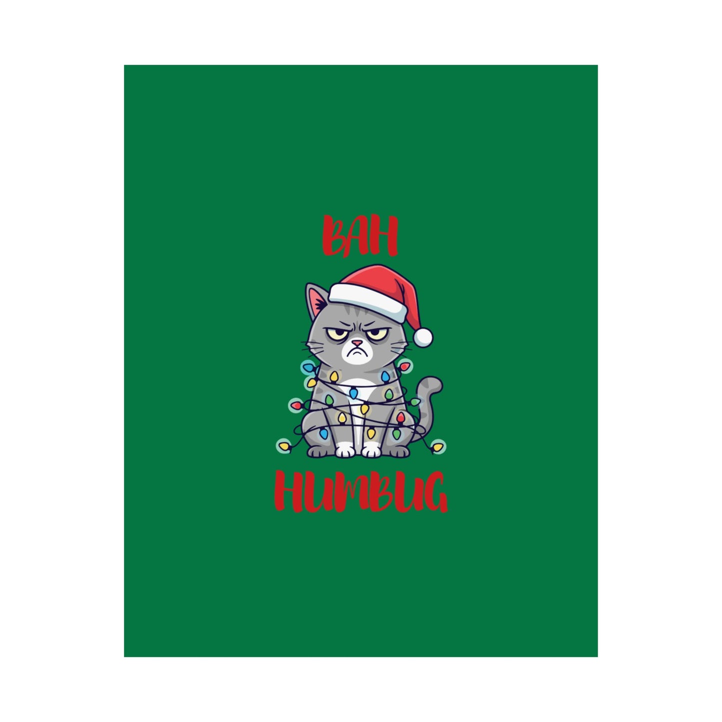 Grumpy Cat Wrapped in Lights Christmas Poster