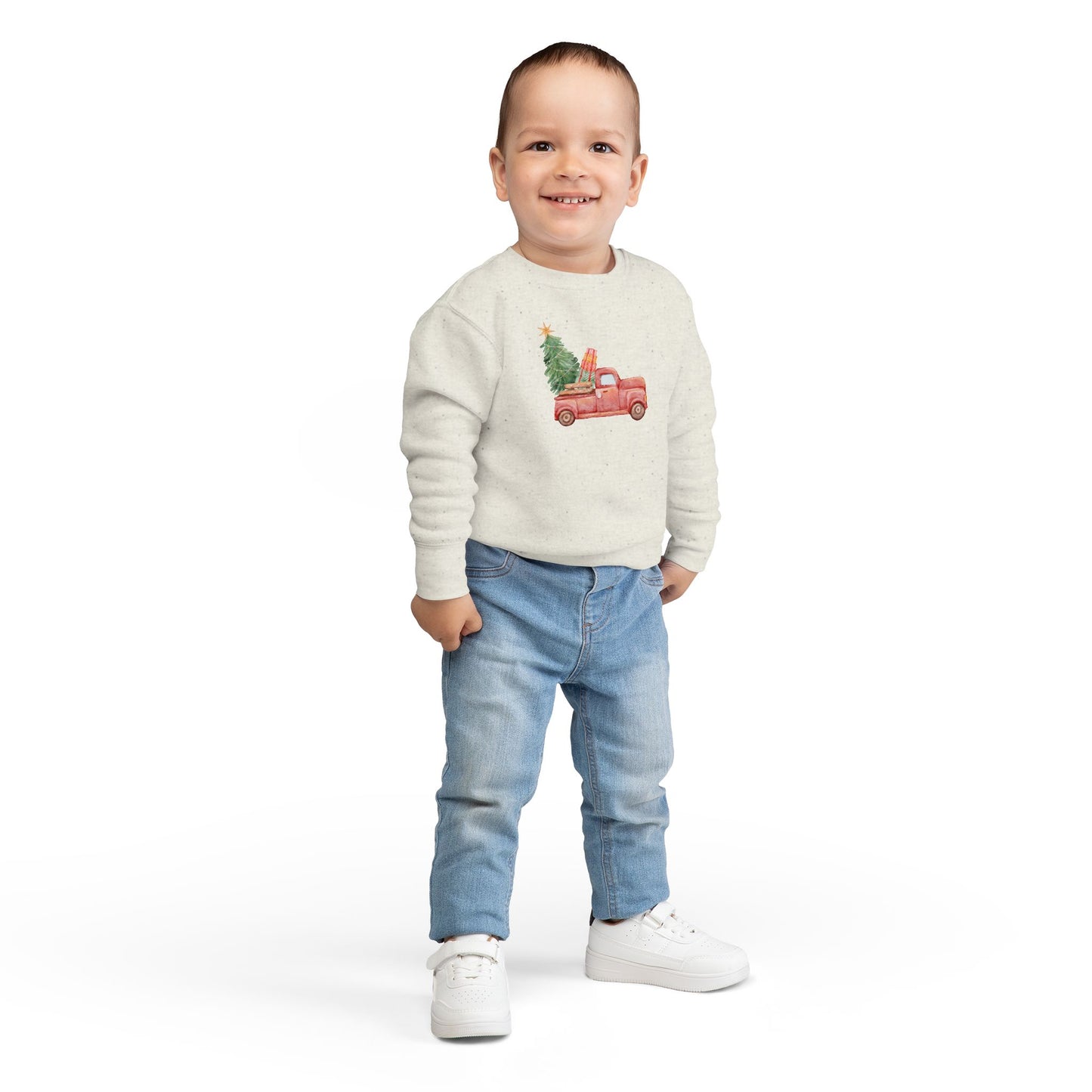 Kids Toddler Sweatshirt — Nostalgic Truck with Christmas Tree