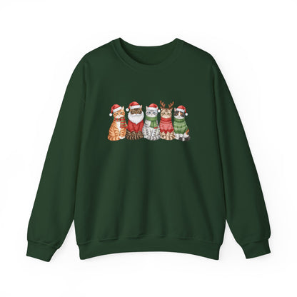 Christmas Cats Crewneck Sweatshirt – Festive Cats in Santa Hats Holiday Sweater