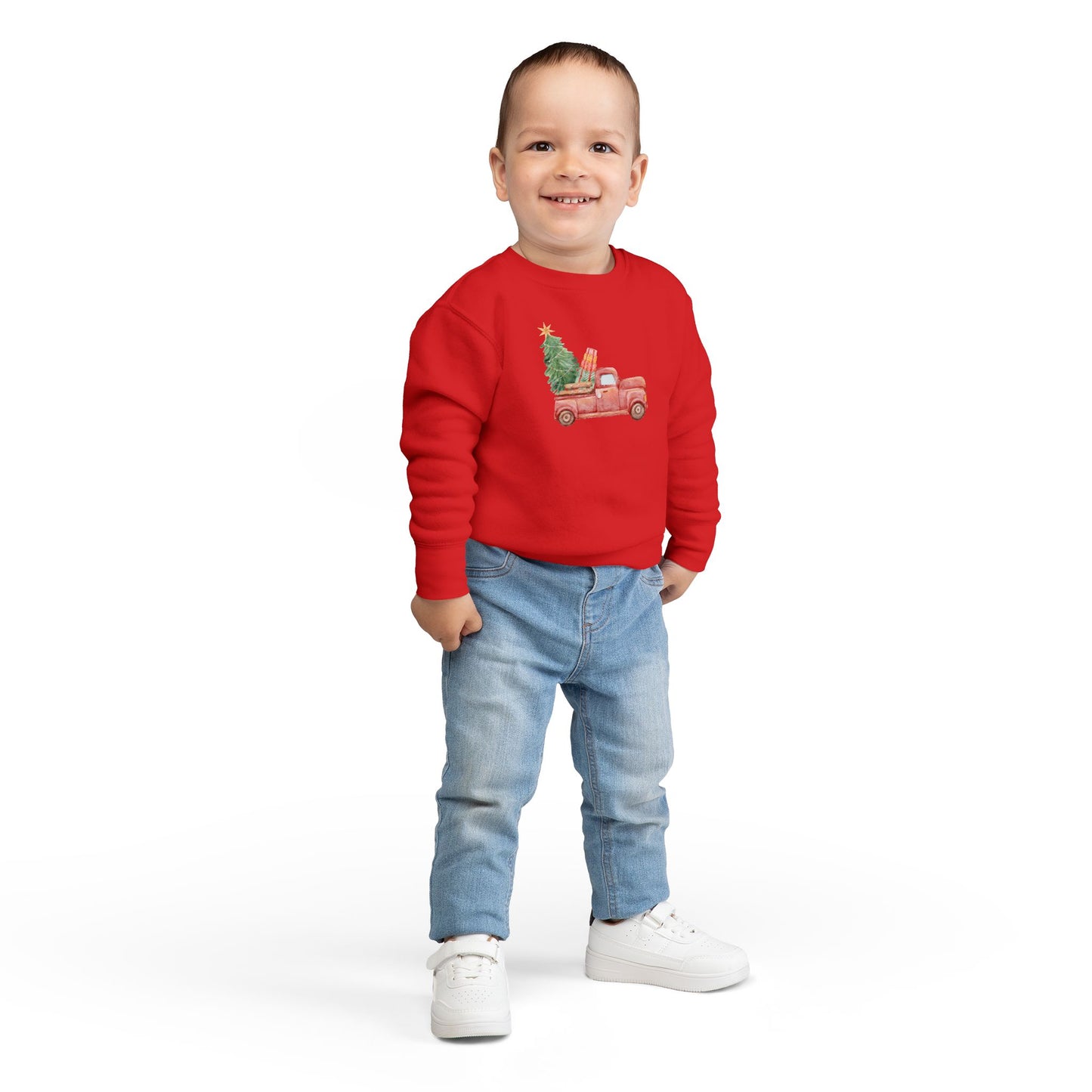 Kids Toddler Sweatshirt — Nostalgic Truck with Christmas Tree