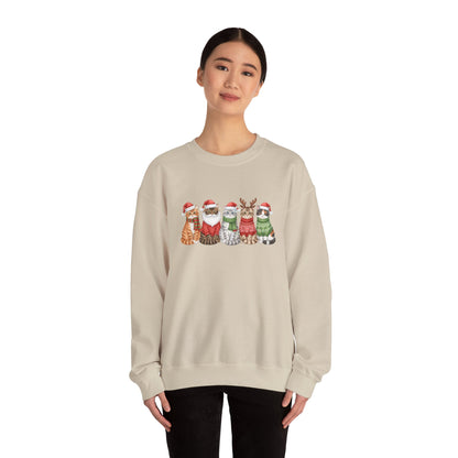 Christmas Cats Crewneck Sweatshirt – Festive Cats in Santa Hats Holiday Sweater