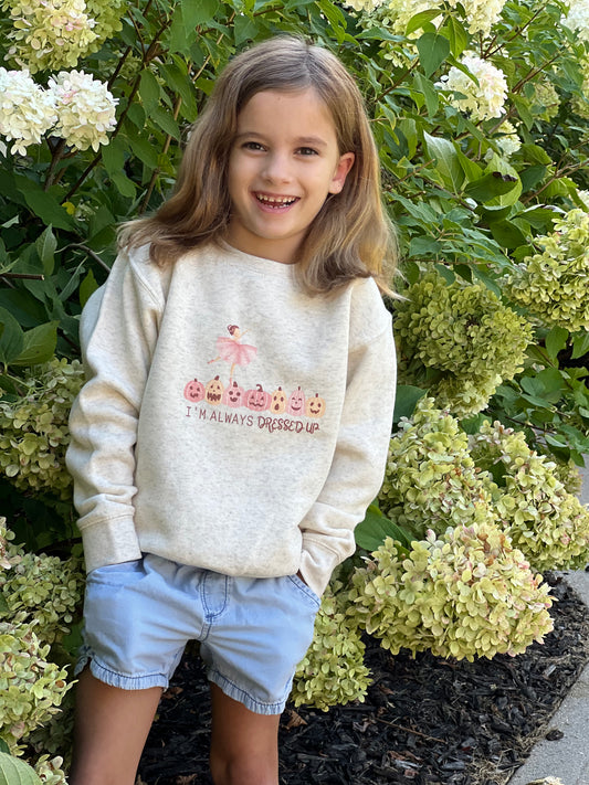 Kids Crewneck Sweatshirt | Because twirls and pumpkins are always in season.