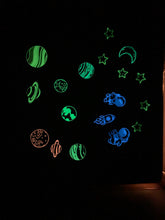 Load image into Gallery viewer, Glow in the Dark &quot;Moon and Stars&quot; Felt Play Kit
