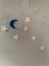 Load image into Gallery viewer, Glow in the Dark &quot;Moon and Stars&quot; Felt Play Kit
